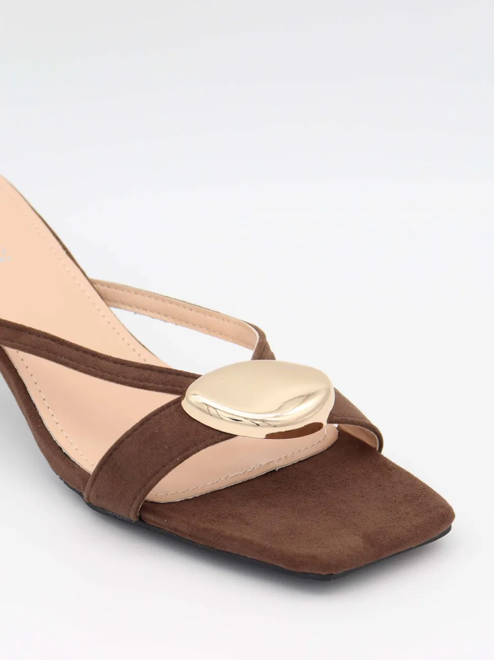 Annaline mules med gulddetalje - Brun/guld
