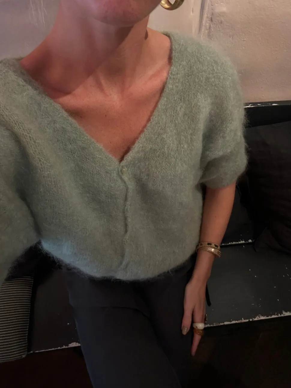 Annaly mohair cardigan - Sage grøn