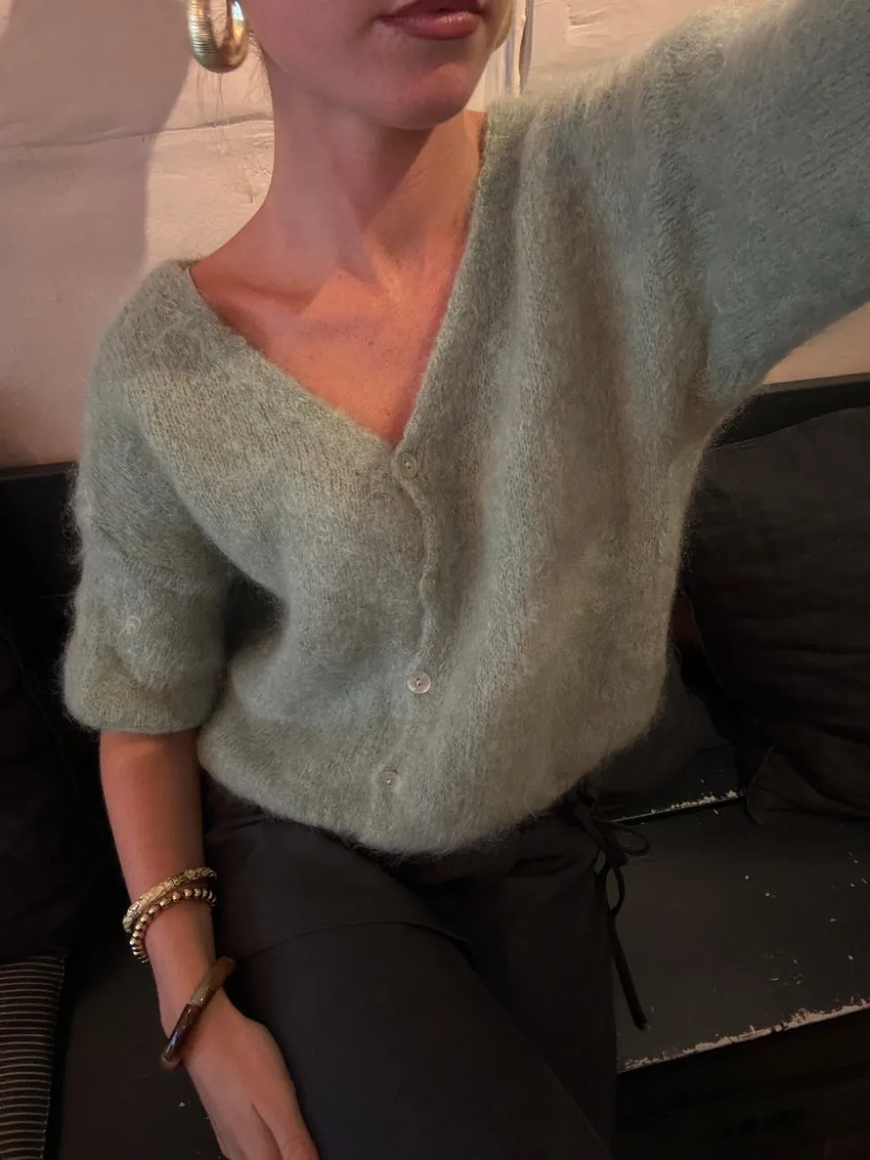 Annaly mohair cardigan - Sage grøn