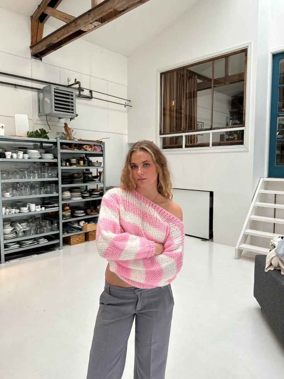 Anna Olympia striktrøje - Lyserød