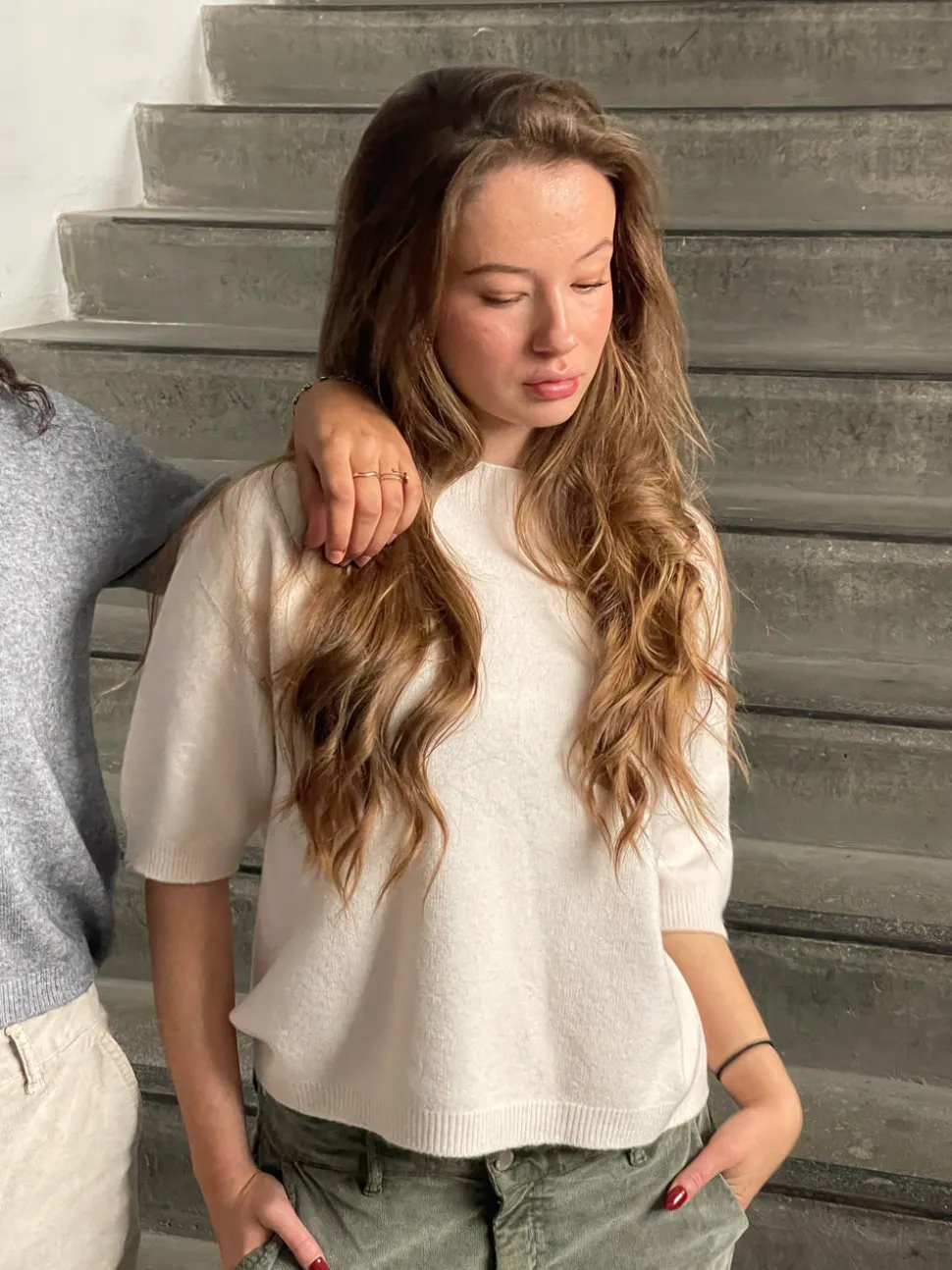 Arabella strikket t-shirt - Beige