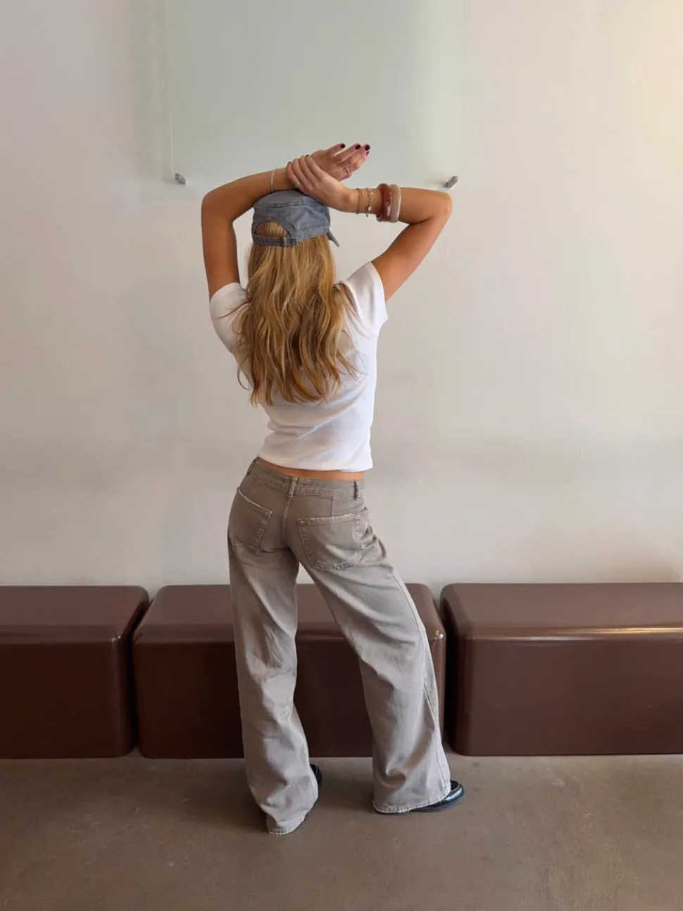 Audrena lavtaljede jeans - Sage grøn