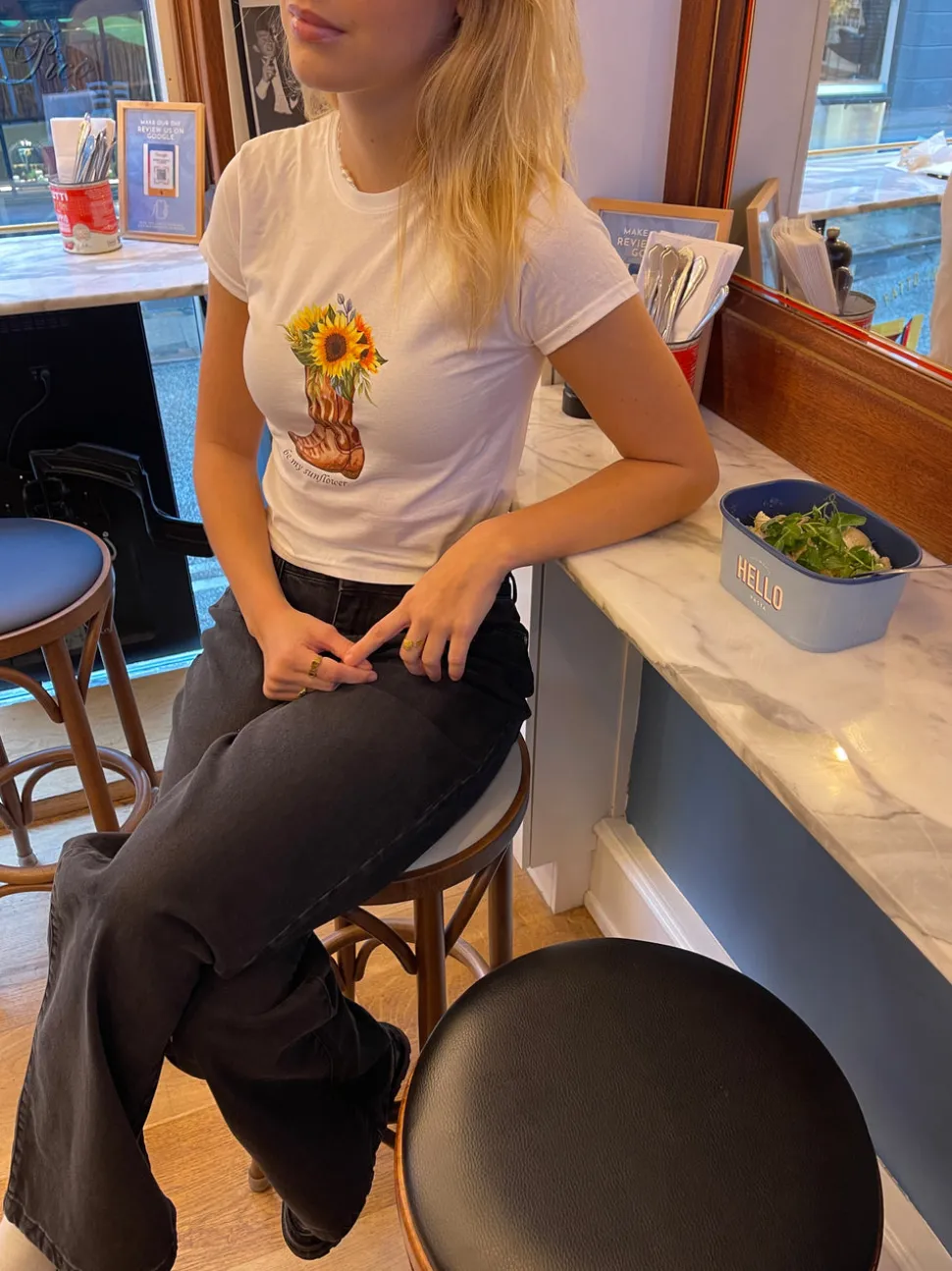 Be my sunflower baby tee - Hvid