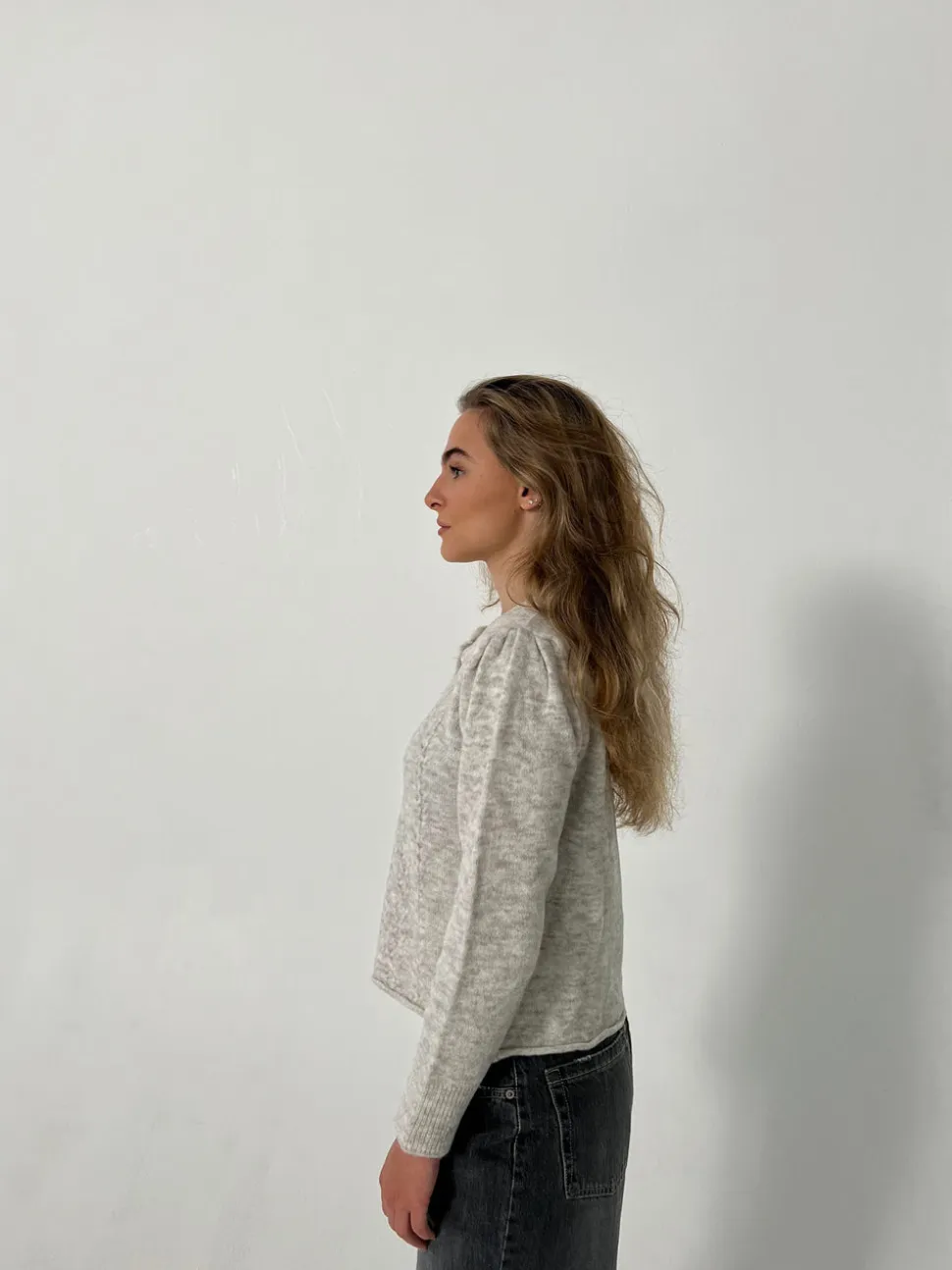 Cilla strikket cardigan - Lysegrå