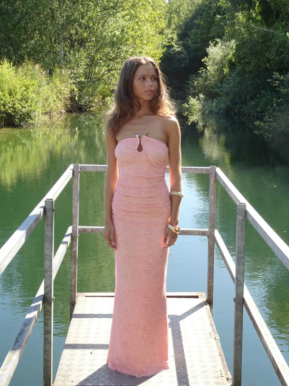 Darcy maxikjole med mønster - Pink