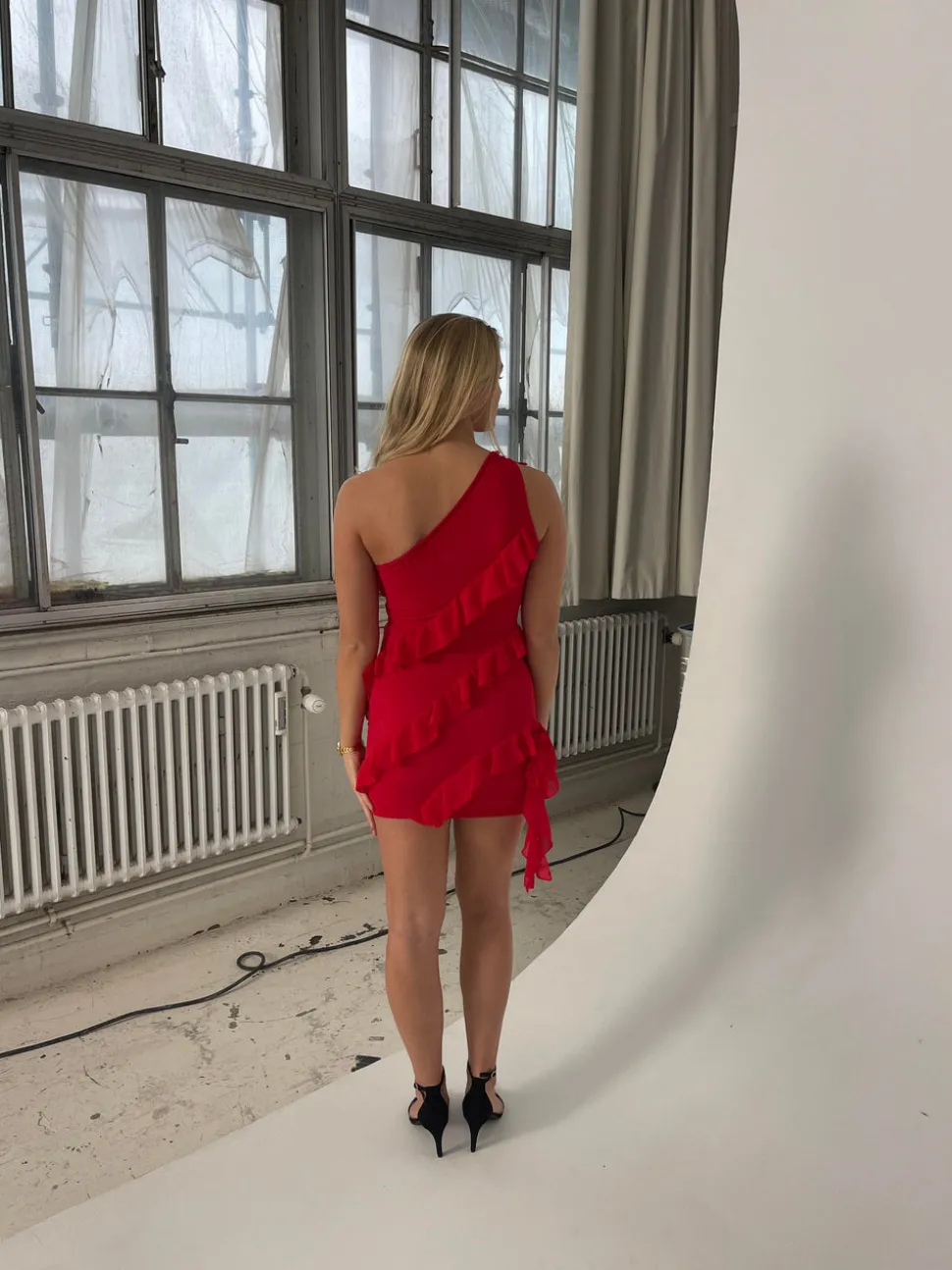 Denise kjole med frynser - rød