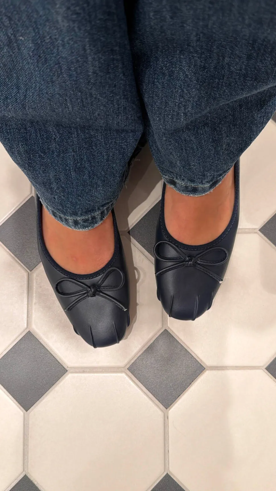 Eline ballerinaer med detaljer - Mørk Navy