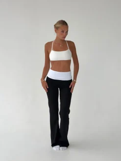 Essential folded yoga pants - Jet black/cloud