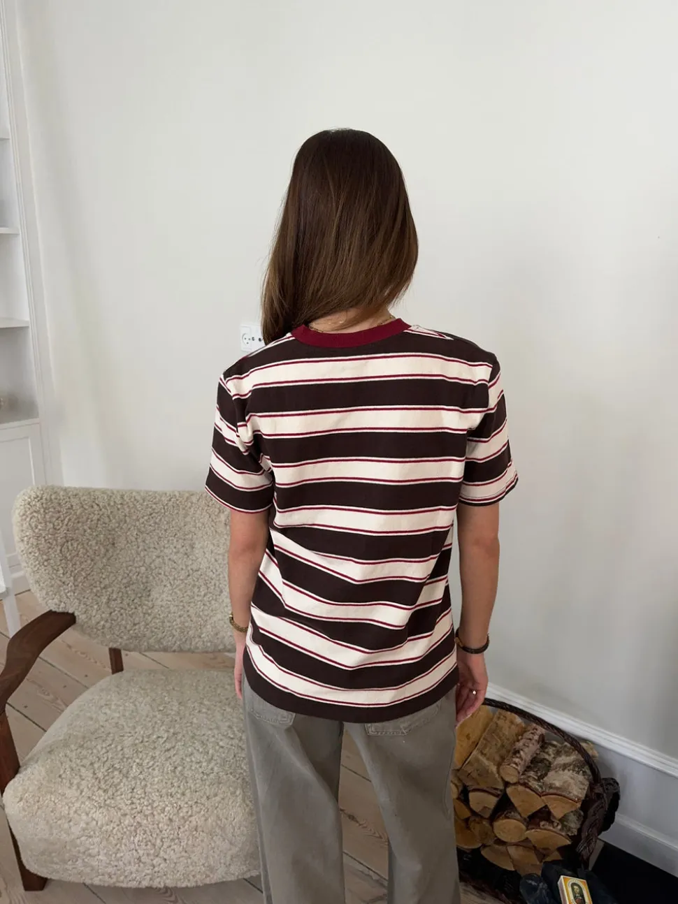 Estella stribet t-shirt - Brun/bordeaux