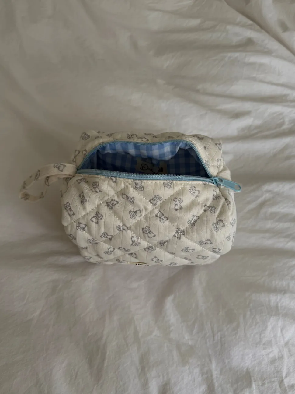 Honey lille toilettaske - Off white med bamser