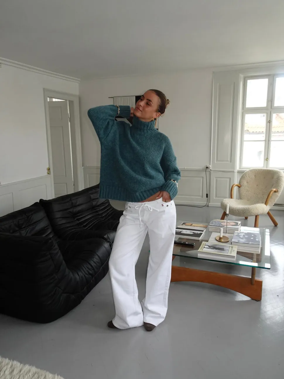 Kenny jeans med metalringe - Hvid