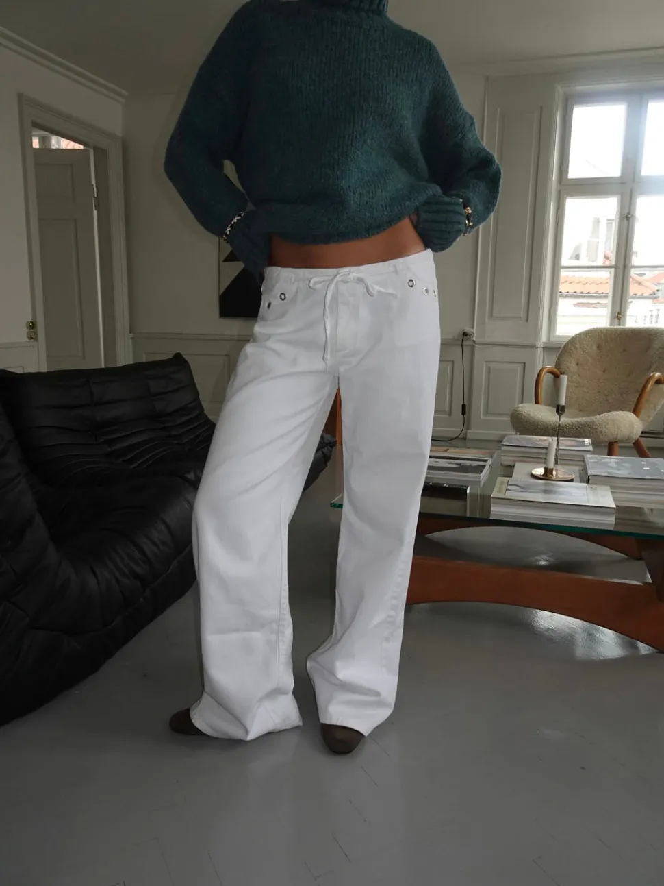Kenny jeans med metalringe - Hvid