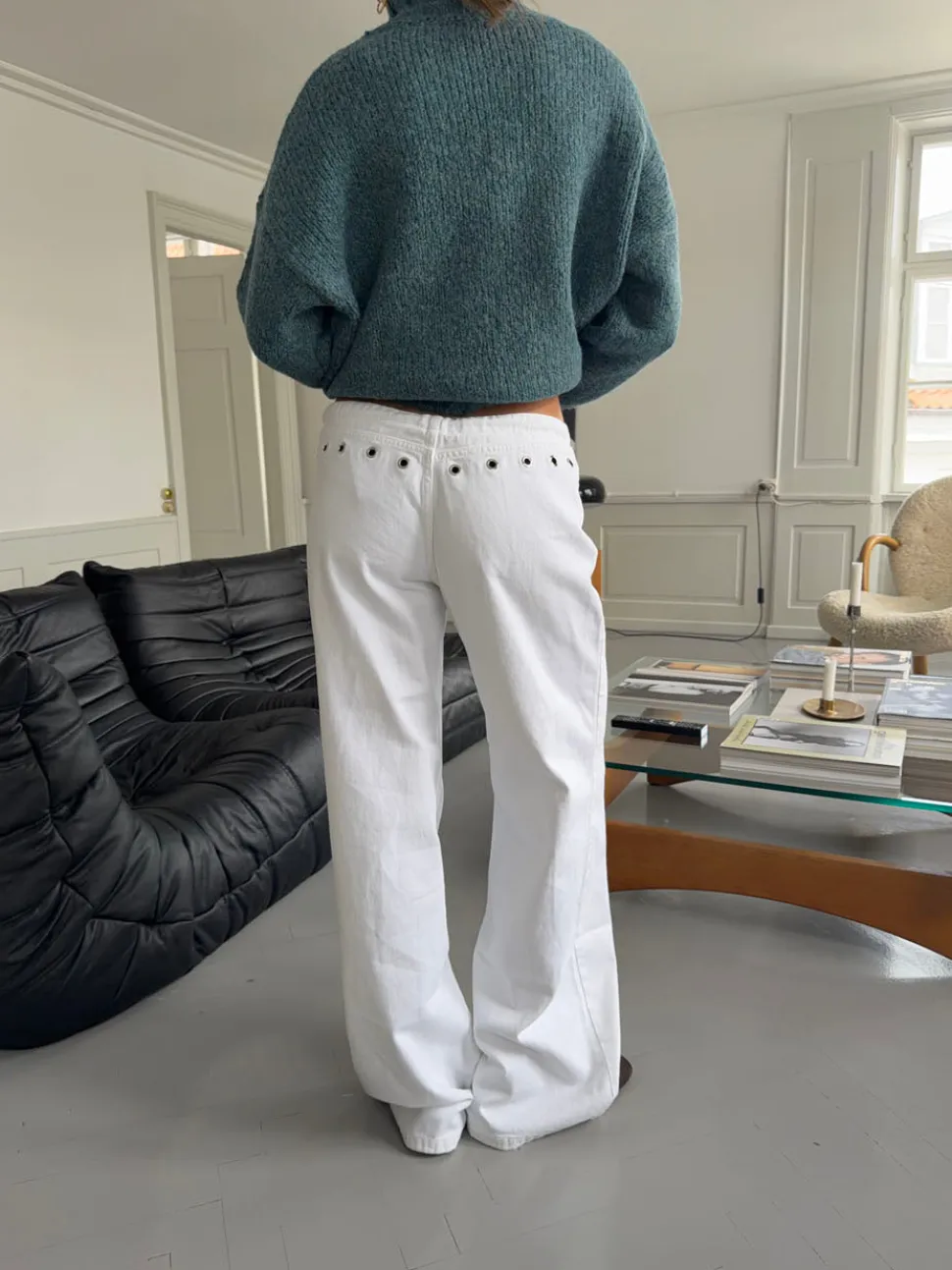 Kenny jeans med metalringe - Hvid
