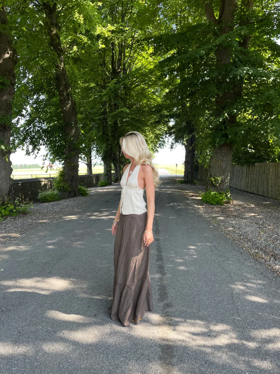 Kiera lang nederdel - Brun