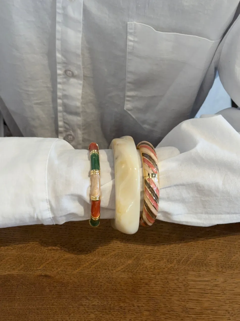 Lykke chunky armbånd - Cream hvid