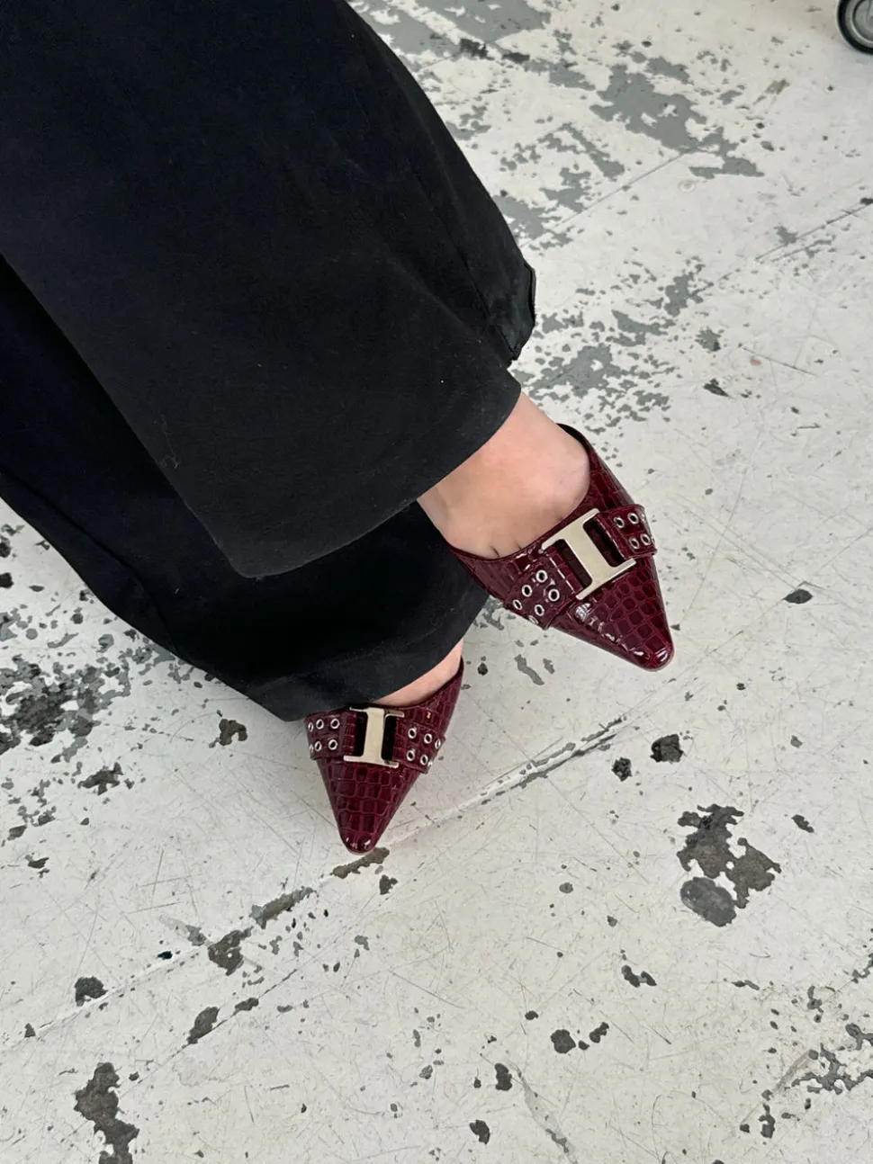 Nida slingback stiletter med spænde - Vinrød