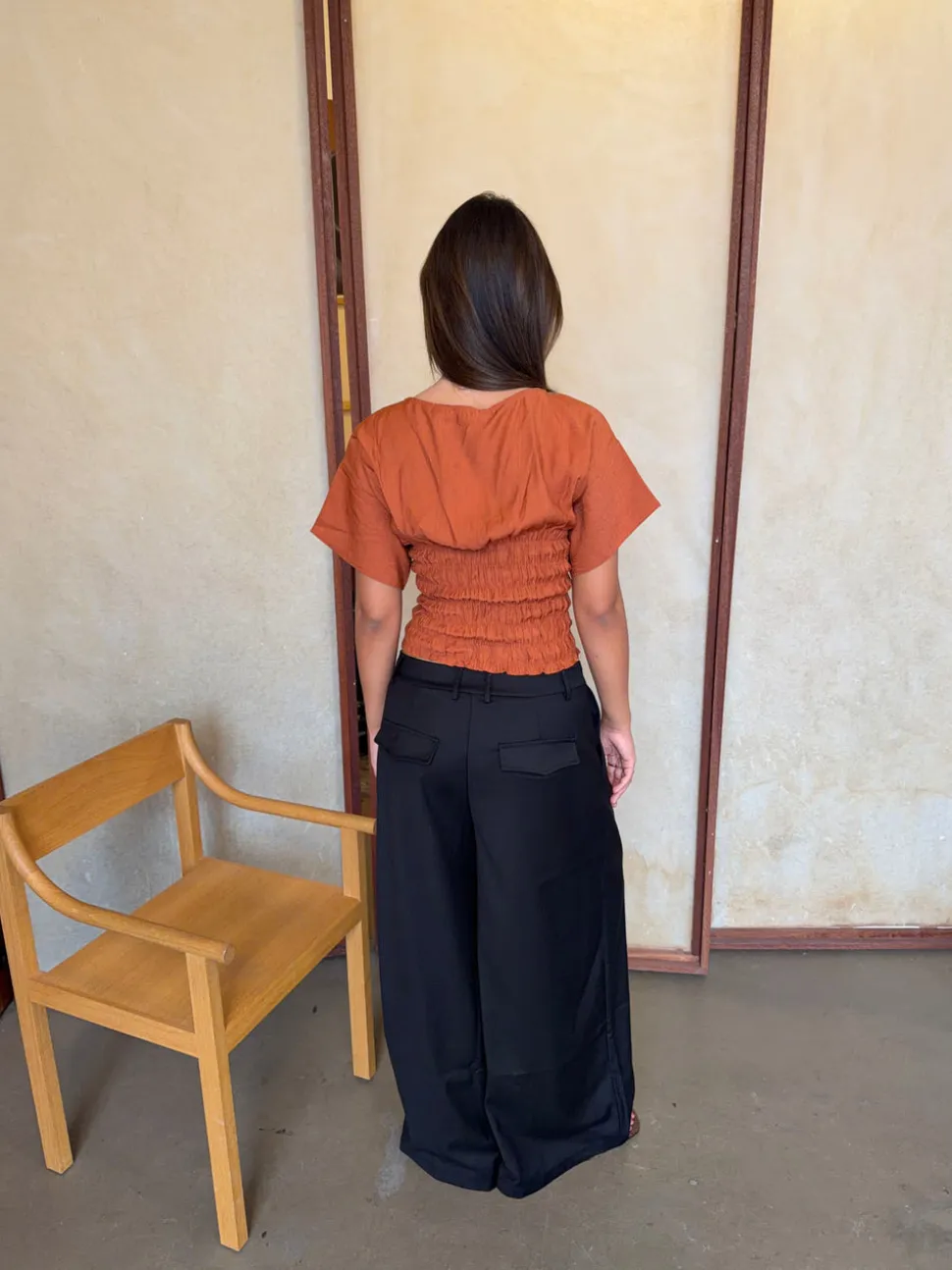 Sina top med smock - Orange