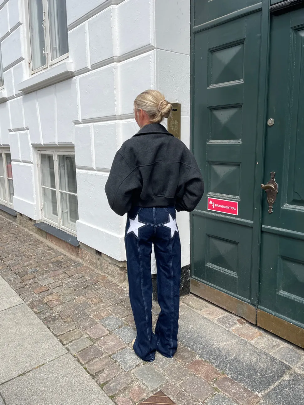 Star jeans med hvide stjerner - Mørk denim