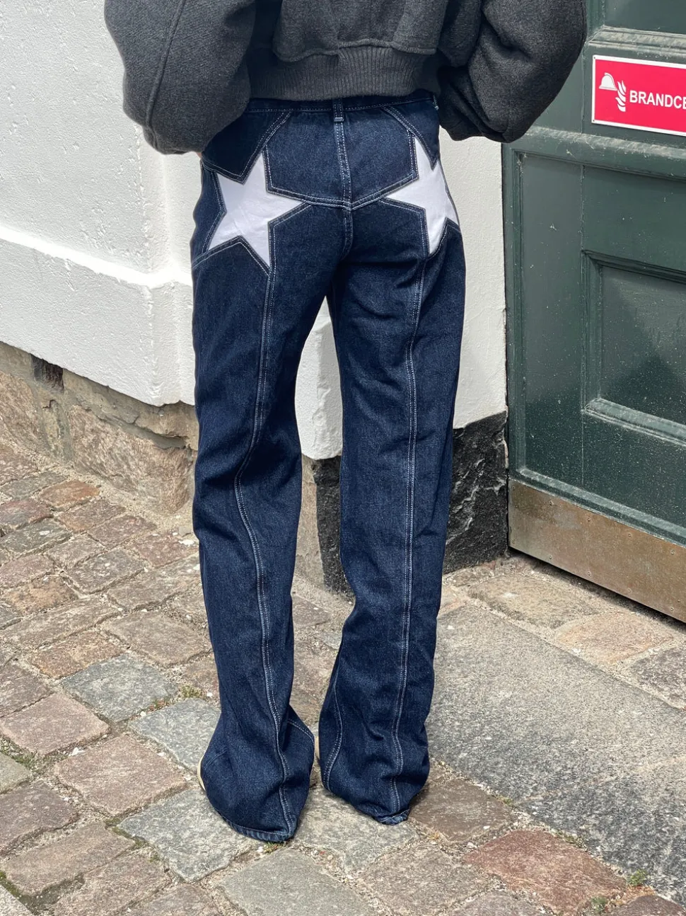 Star jeans med hvide stjerner - Mørk denim