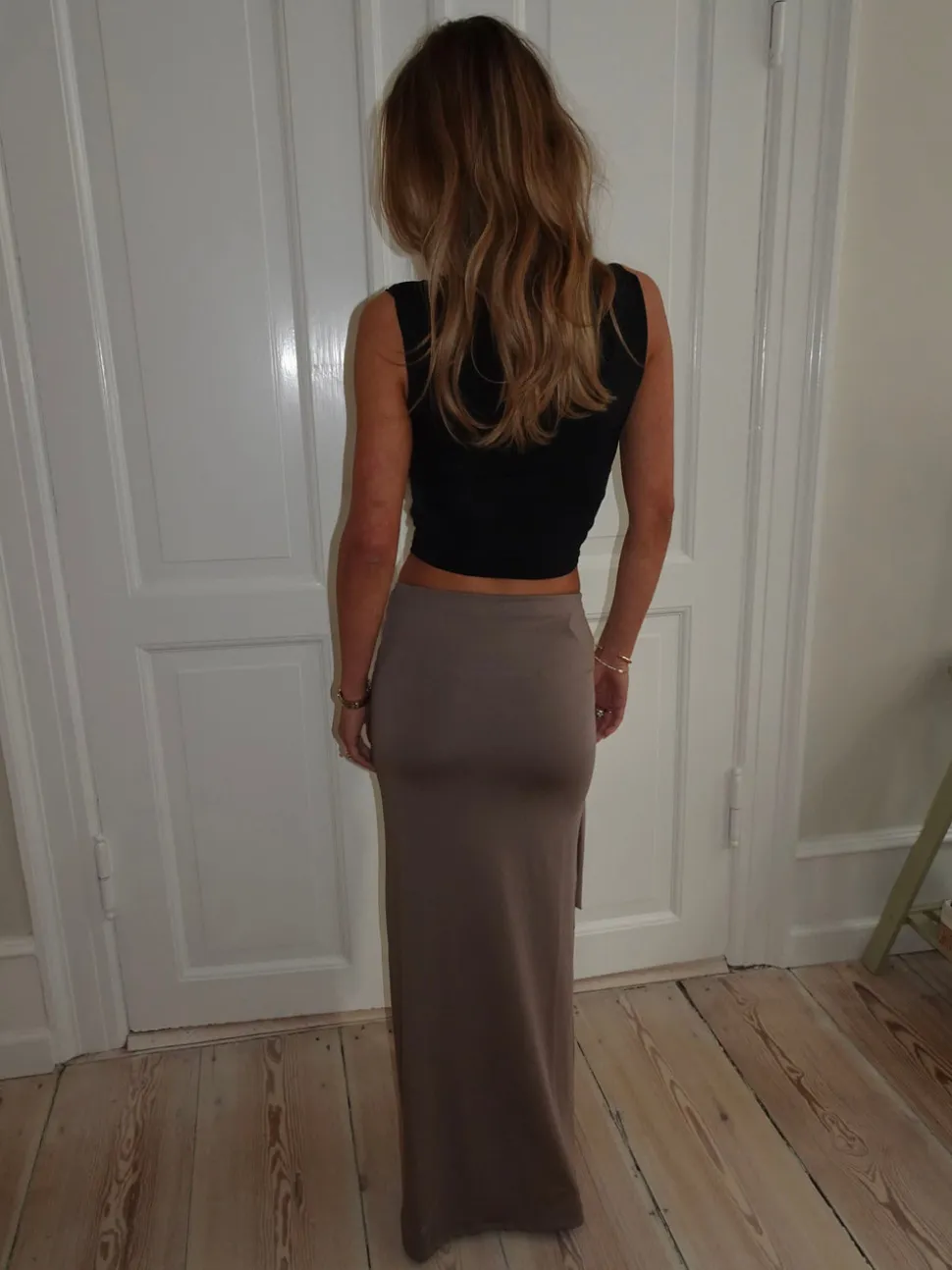 Stella maxinederdel med bindebånd - Taupe