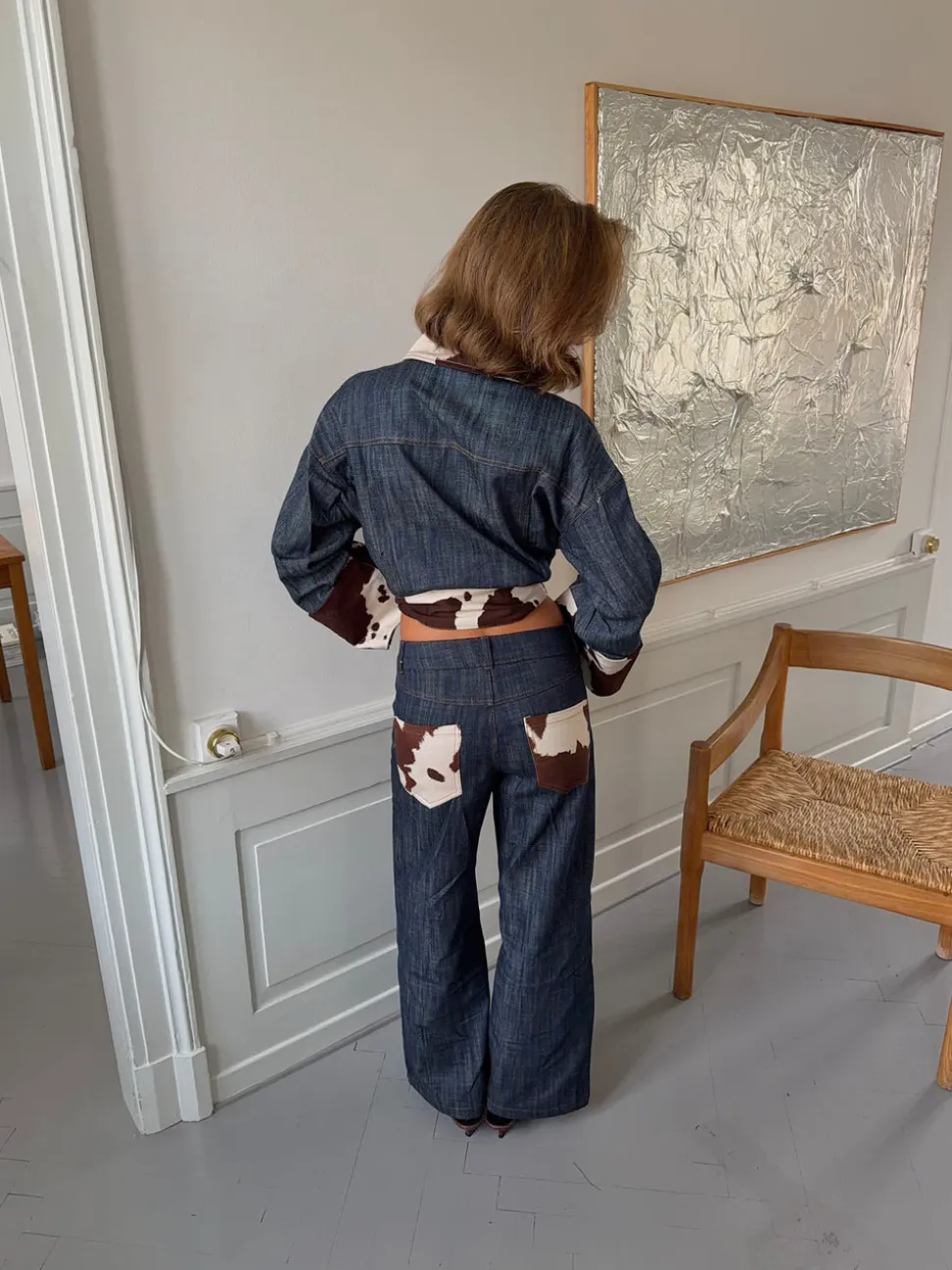 Suivinia jeans med koprint - Blå