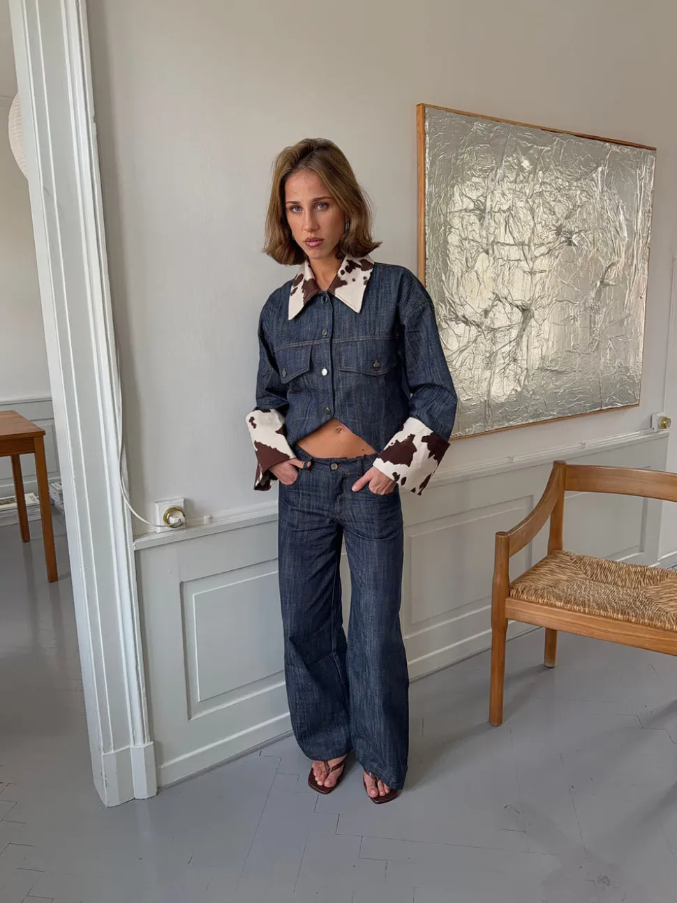 Suivinia jeans med koprint - Blå
