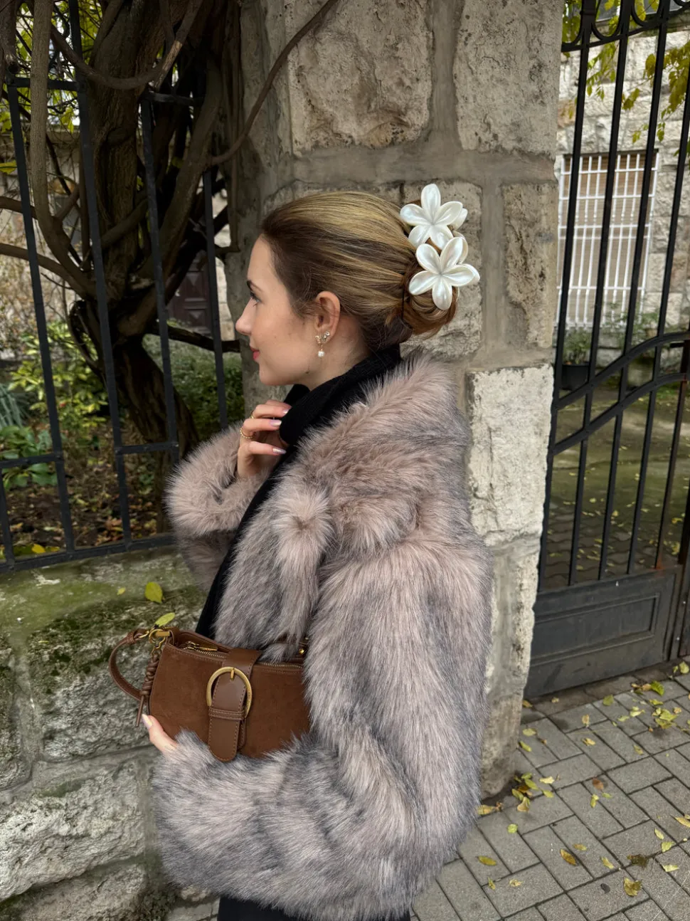 Tilla pelsjakke - Beige