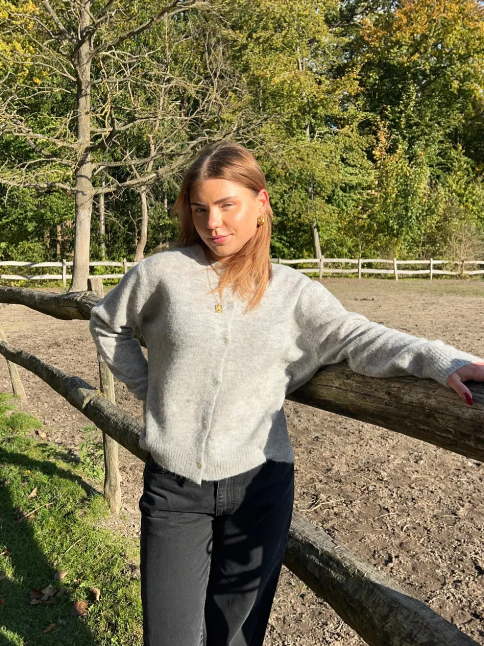 Trine cardigan i uld - Lysegrå