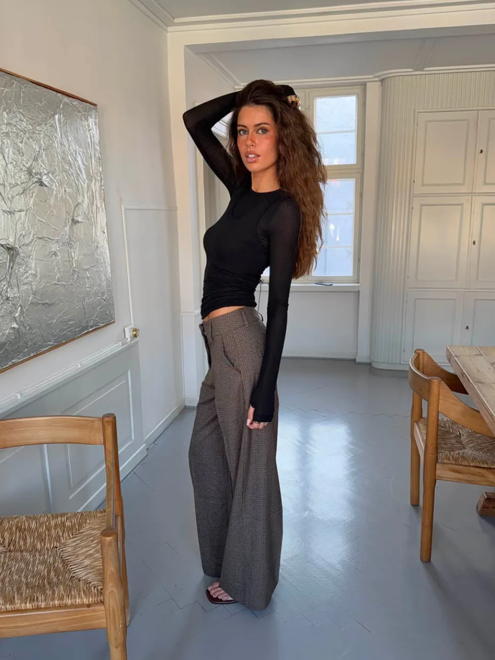 Tulle suitbukser med tern - Brun/sort