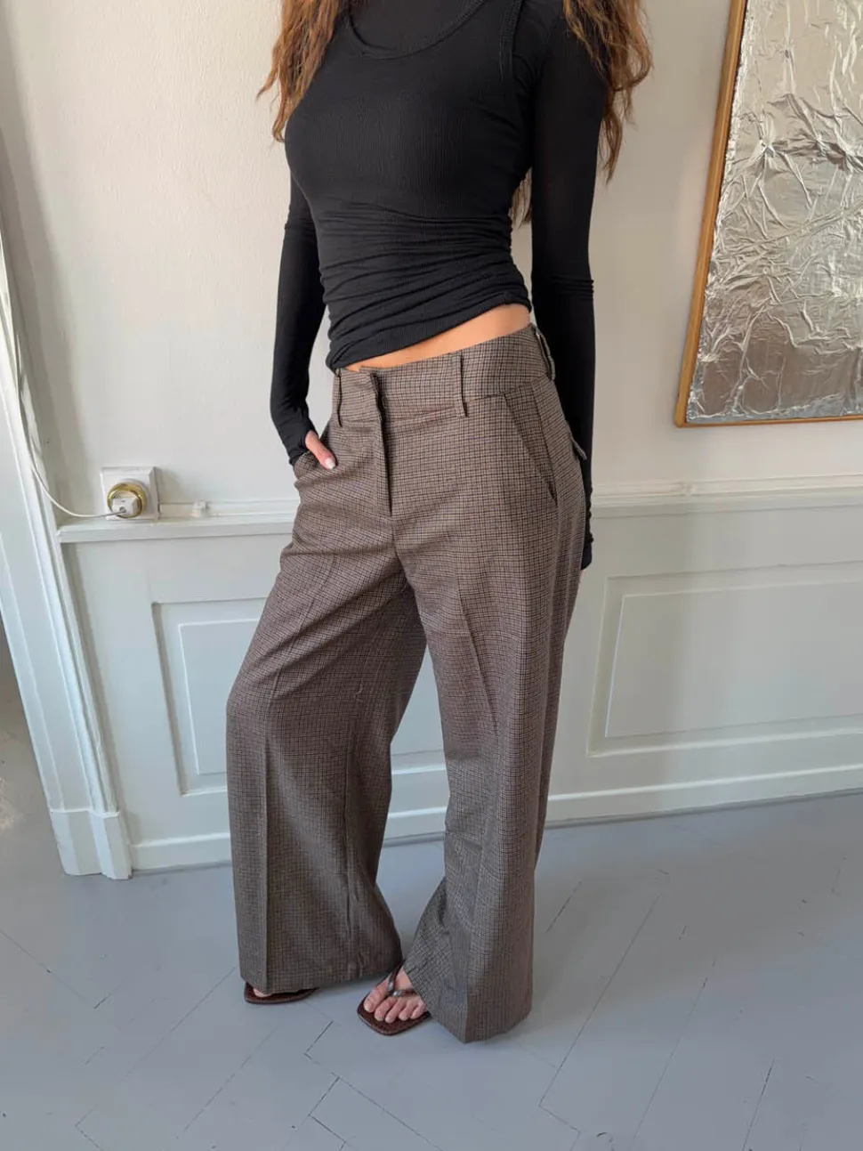 Tulle suitbukser med tern - Brun/sort