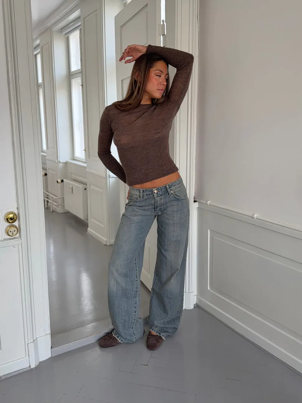 Tuva lavtaljede jeans - Lys denim
