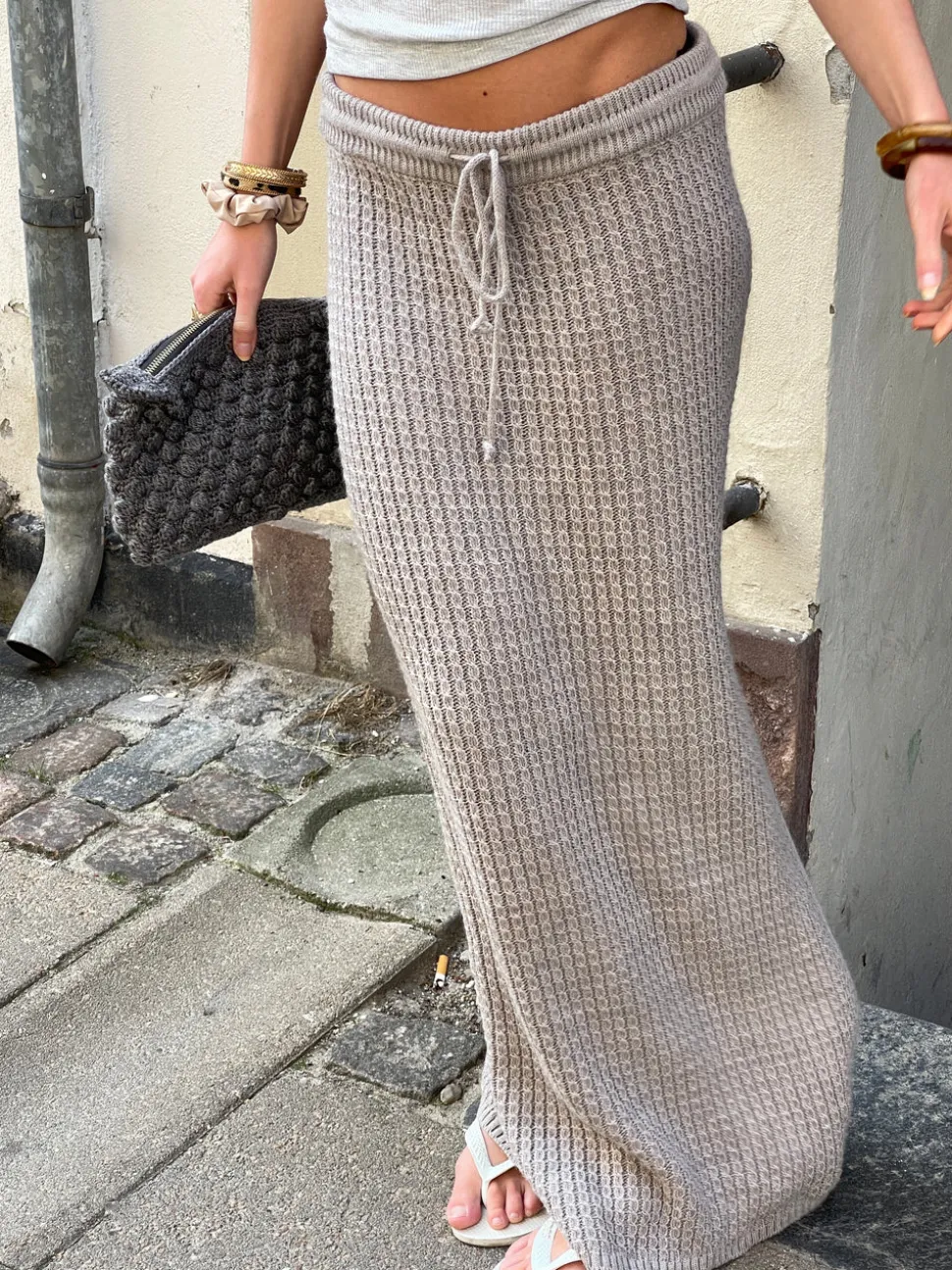 Valeria striknederdel - Beige