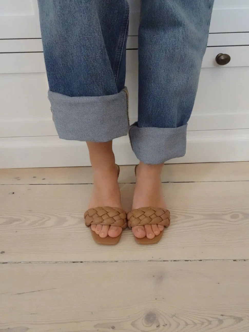 Yasmin mules med flet - Beige