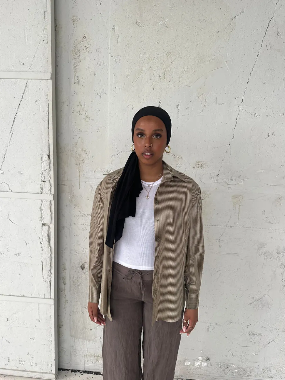 Zuri skjorte med striber - Kaki/beige