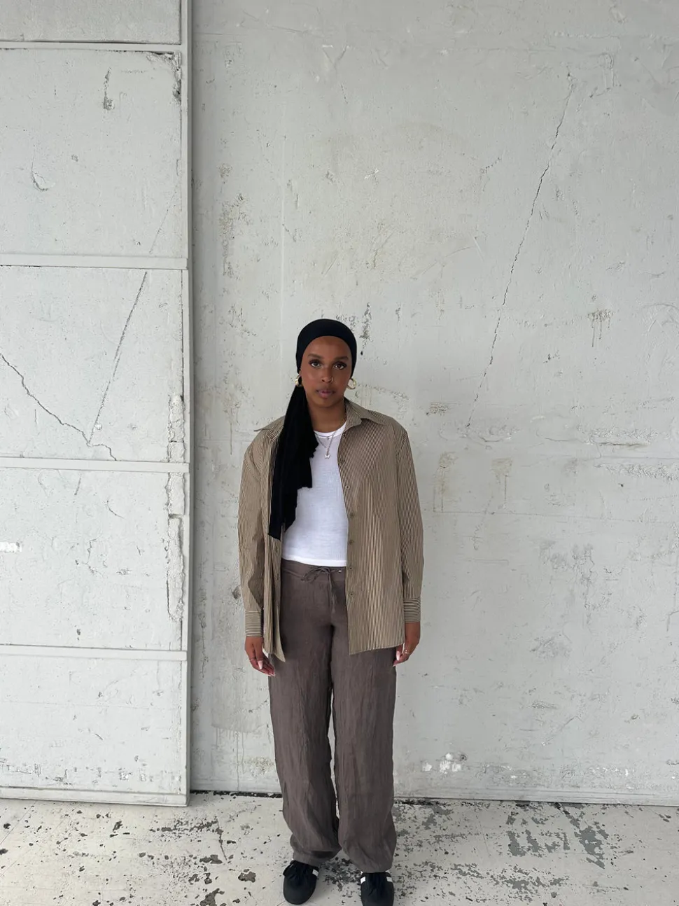 Zuri skjorte med striber - Kaki/beige